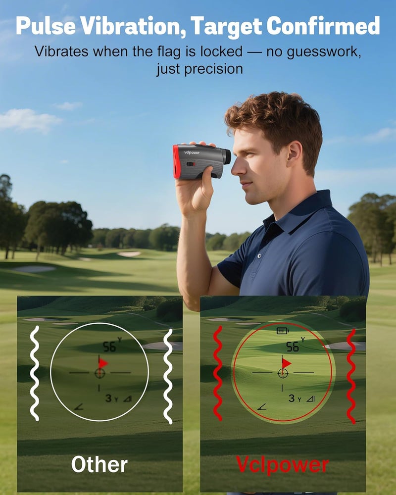vclpower Golf Rangefinder with Slope, 1200 Yards Laser Range Finder for Golf & Hunting, 7X Magnification, Flag Lock Vibration, Rechargeable Battery, Magnetic Strip, Gift for Men - Image 5